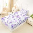 thumbnail image 4 of Erosebridal Purple Floral Lavender Twin Sheet Sets,Cute Butterfly Flying Animals Bedding For Girly 3-Piece, 4 of 6