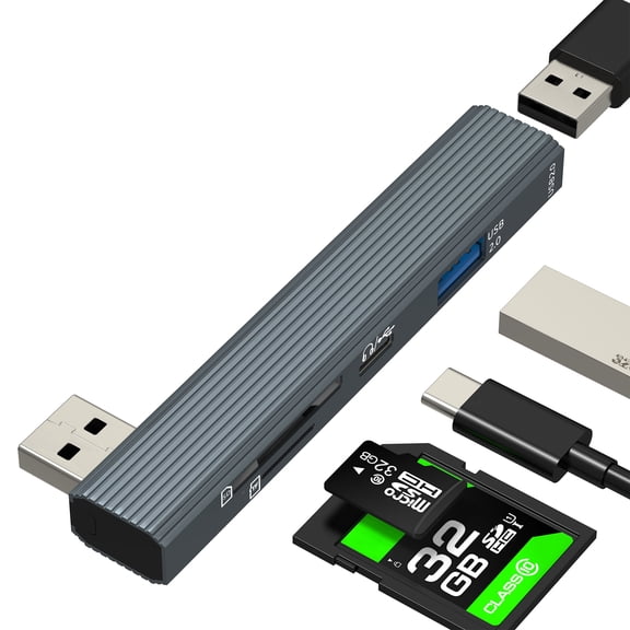 USB to SD Micro SD TF Card Reader HUB (5in1) Type c Charging Adapter USB C OTG 3.0 Multiport Docking Station Extension Splitter MacBook Laptop PC Memory Stick Converter Keyboard Mouse Extender Dongle