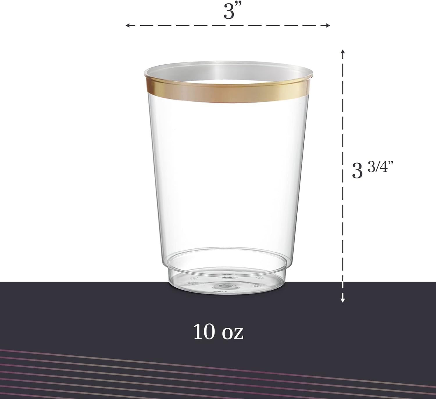 Plasticpro 10 oz Gold Rimmed Disposable Cups, 50-Pack photo 5