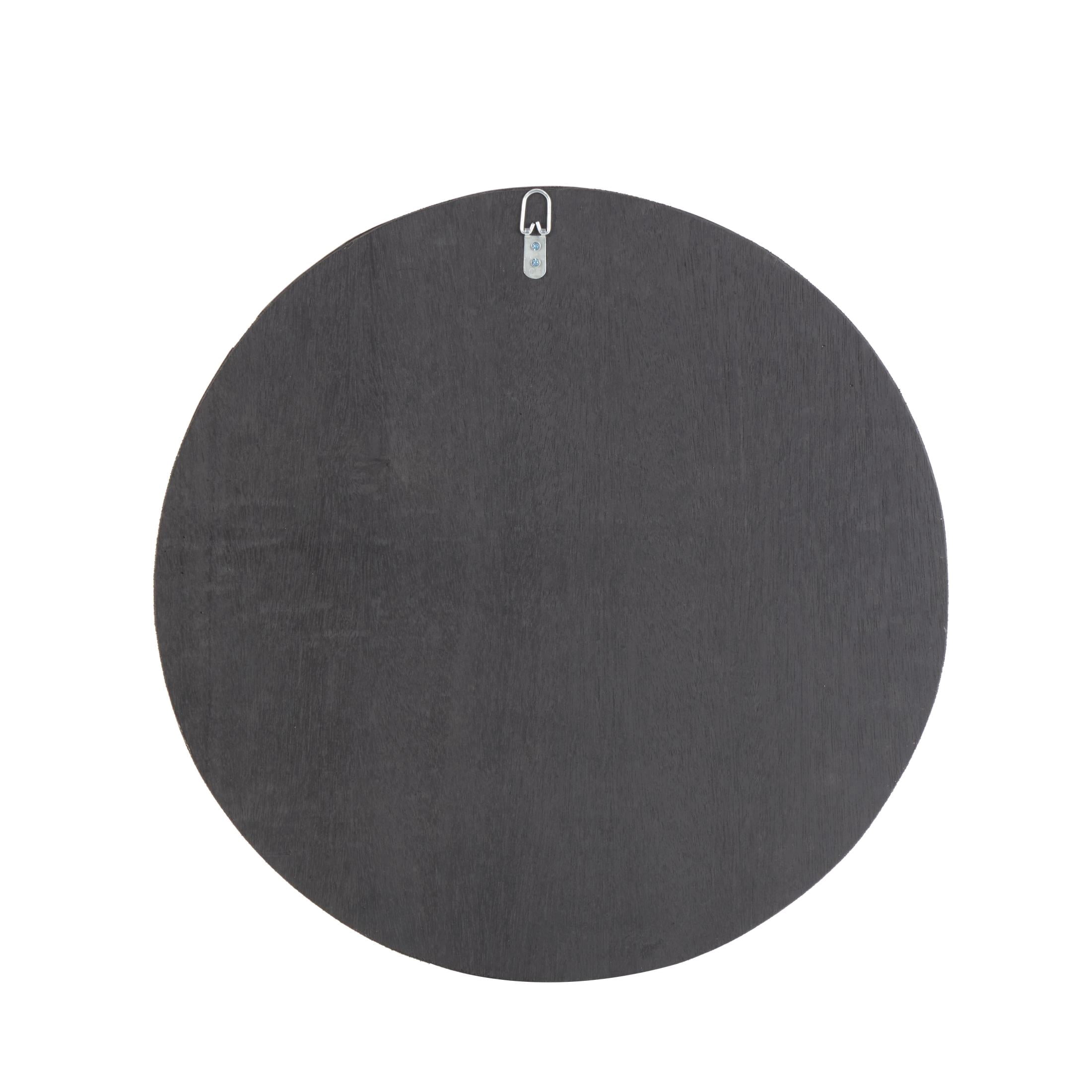 DecMode Brown Teak Wood Handmade Round Mosaic Inspired Wood Slab Abstract Wall Decor with Black Backing