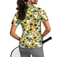 thumbnail image 2 of COEQINE Short Sleeve Golf Shirts for Women Quick Dry Fit Workout Lightweight Golf Tops Blue Butterfly and Sunflower Print Moisture Wicking SoftTennis Activewear, 2XL, 2 of 7