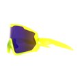 thumbnail image 3 of Mens Super Oversized Block Shield Geometric Bevel Cut Sport Sunglasses Yellow Teal Mirror, 3 of 4
