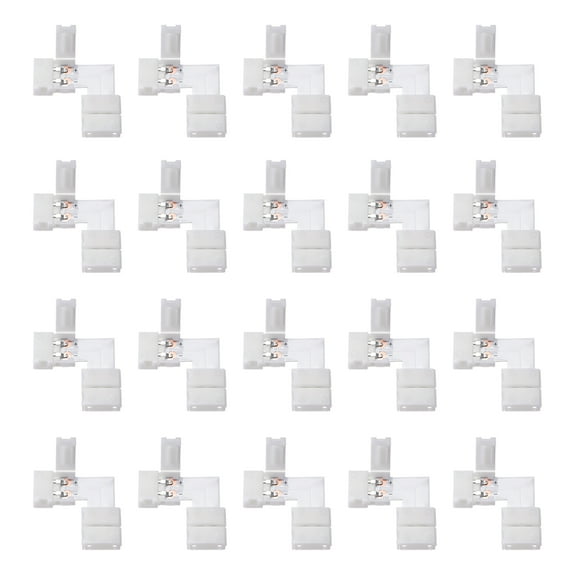Unique Bargains 10mm 2P L-shape LED Strip Connector Corner for Single Color 5050 Lights 20Pcs
