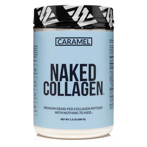 NAKED Caramel Colágeno Péptidos Proteína en Polvo, 25 porciones, Suplemento de colágeno hidrolizado criado en pastos, alimentado con pasto, Paleo Friendly, Sin OGM, Keto, Sin gluten, 20oz