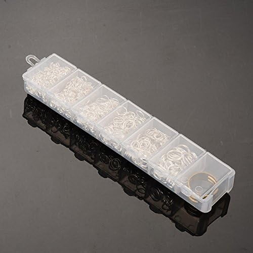 1 caja de anillos de salto de hierro plateado de 4-10 mm x 0,7-1 mm (calibre 18-21), aproximadamente 1400 piezas/caja, 85 g/caja; anillos de latón: diámetro interior de 17 mm, fabricación de joyas.