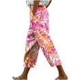 thumbnail image 3 of QATAINLAV Womens Hawaiian Capri Pants Casual Tropical Floral Print Cropped Beach Pants Summer Drawstring Elastic High Waist Lounge Trousers Multicolor 3XL Sales Prime, 3 of 6