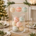 thumbnail image 6 of Cififendec 9Pcs Christmas Macaron Pastel Christmas Ball Ornaments, 9.45", Soft Textured Beaded Pom Pom Bauble Box Set for Xmas Tree Decor Focal Piece, 6 of 7