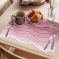 thumbnail image 3 of Pink Ocean Waves Placemats Set of 4 Abstract Beach Ocean Ombre Stripes Place Mats Indoor Wipeable Table Mats Washable Cloth Dining Table Placemats for Kitchen Holiday Party Home Decor 13x19 Inch, 3 of 9