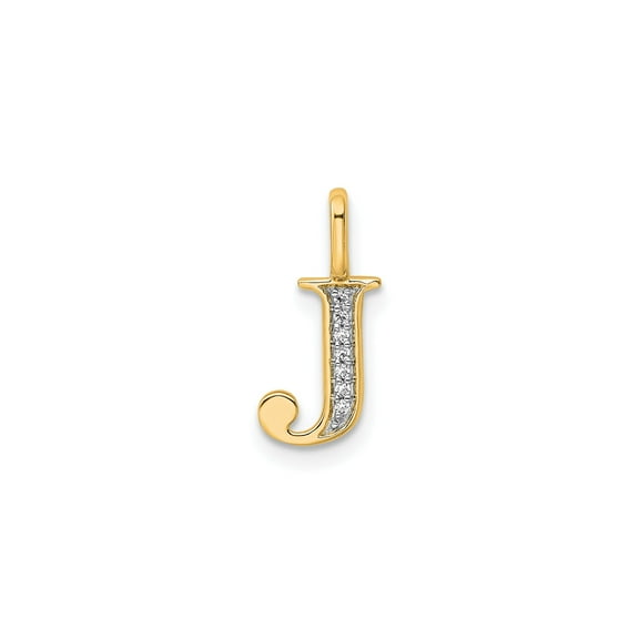 10k Yellow Gold Initial J Pendant Necklace with Diamond Accent, Polished Finish Monogram Jewelry for Women or Unisex, Personalized Sentimental Accessory, Fine Identity Symbol