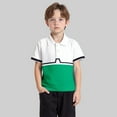 thumbnail image 2 of XUELUO Toddler Boys Athletic Polo Shirts Summer Color Block Lapel Button Down Short Sleeve Casual Gentleman Tops T-Shirts Daily-Wear,Green,3-4 Years, 2 of 4