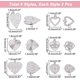 thumbnail image 2 of 12 piezas de 6 estilos de acero inoxidable 304, dijes planos de corazón con ojo, dijes de corazón hueco, 2 of 6