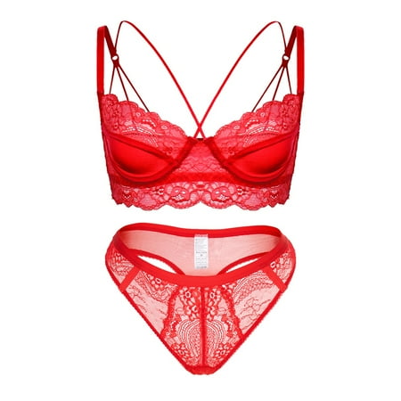 

Varsbaby Women s Unlined Underwire Bra See Through Lace Thongs