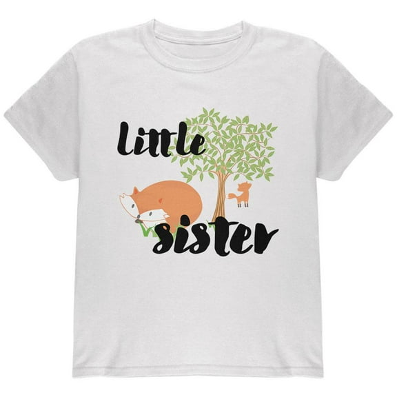 Little Sister Cute Fox Woodland Nature Youth T Shirt White Youth X-SM