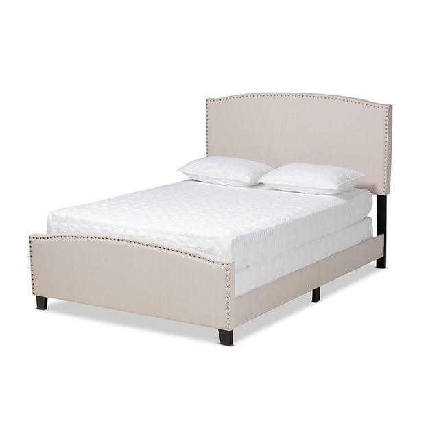 Baxton Studio Morgan Modern Transitional Beige Tela Tapizada Queen Size Panel Bed Baxton Studio 10312
