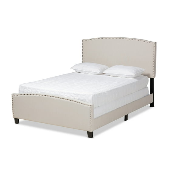 Baxton Studio Morgan Modern Transitional Beige Fabric Upholstered King Size Panel Bed