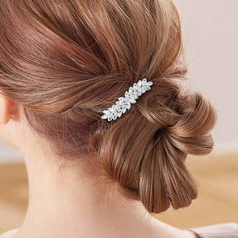 Rhinestone Bridal Barrette, Gold Wedding Hair Clip, French Barrettes, Bridal Hair Clip Accessory, Crystal Wedding Barrette, French outlet Barrettes