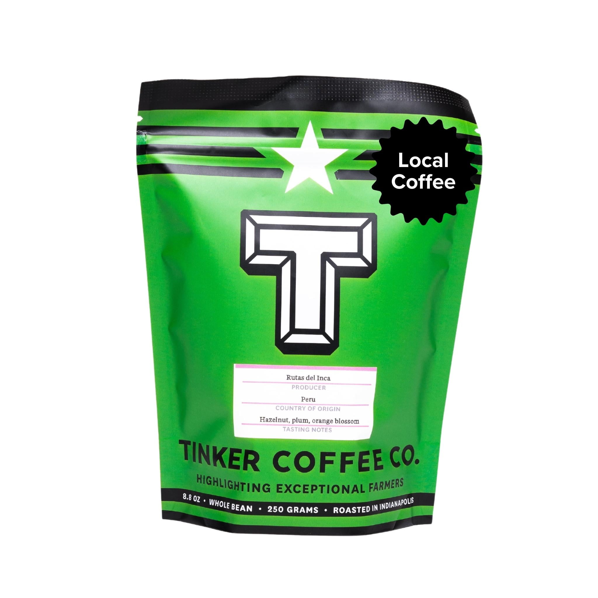 (2 pack) Local Tinker Coffee, Single Origin, Whole Bean, Medium Roast, 8.8oz