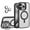 Black, variant on Allytechgroup Magnetic Case for iPhone 13 Pro Max with Aluminum Alloy Stand/ Metal Buttons/ Camera Lens Protector [Compatible with MagSafe] Anti-Yellow Translucent Matte Clear Back Cover, Black