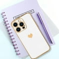 thumbnail image 6 of Compatible with iPhone 15 Pro Max Case Love Heart Plating Electroplate Luxury Elegant Case Camera Protector Soft TPU Screen Protector Shockproof Corner Back Cover -White, 6 of 6