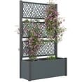 thumbnail image 1 of Outsunny Outdoor Planter Box with Trellis, Wicker Garden Box, Dark Grey, 1 of 10