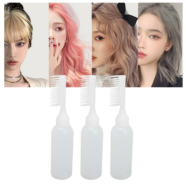 Botella aplicadora de cepillo para el cabello botella aplicadora de peine de raíz de capacidad de 6 oz escala transparente blanca para salón ANGGREK Otros