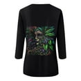 thumbnail image 5 of FrzhBrz Mardi Gras T Shirts for Women 3/4 Sleeve Round Neck Carnival Costume Mask Print Party Parade Blouses Pullover Casual Loose Fit Mardi Gras Tops, 5 of 5