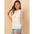 thumbnail image 4 of Blusa floral sin Mangas Allegra K de Gasa con Cuello Redondo y volantes para Mujer Blanco XL, 4 of 6