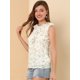 thumbnail image 4 of Blusa Floral Sin Mangas De Gasa Con Cuello Redondo Y Volantes Para Mujer Blanco XS, 4 of 6