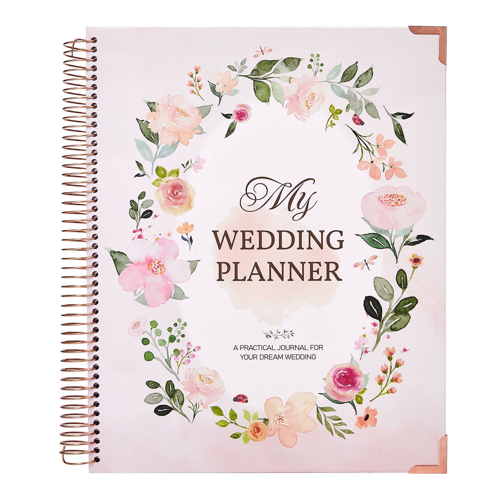 Oval Flowers Wedding Planner, 176-Page Hardcover Bridal Binder with Countdown Calendar, 11.42" x 10.04" Organizer
