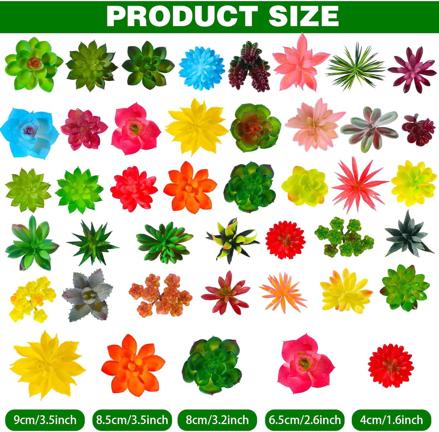 50 Pcs Bulk Mini Artificial Succulents Plants Assorted Unpotted Realistic Plants Fake Textured Succulent Picks Realistic Plastic Cactus Stems for Succulent Garden Home Decor (Large Style)
