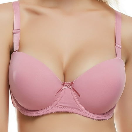 

Kcocoo Women Pure Color Bras Sexy Lace Floral Underwear Gathered Adjustable Bra Pink 40D