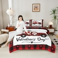thumbnail image 4 of jejeloiu Valentine'S Day Gifts Bedding Comforter Set,Cartoon Loves Pattern Twin Comforter Sets,Red Black Checkered Bedding Set For Girls Kids,Ultra Soft Home Decor,2pcs, 4 of 8