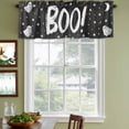 thumbnail image 3 of Black BOO Halloween Curtain Valances for Windows, Kitchen Valance Window Treatments Panel 2 Pack, Cute Ghost Spooky Star Moon Dots Rod Pocket Short Curtains for Bathroom Bedroom 42 x 18 Inch, 3 of 8