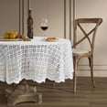 thumbnail image 5 of THD Sedona Lace Fabric Tablecloth for Rectangle & Round Tables, Wrinkle Resistant, Patterned Scalloped 70in Round - White, 5 of 5