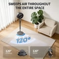 thumbnail image 2 of Akires Fan for Bedroom, 120°+120° Oscillating Standing Fan, Air Circulator Fan with Remote, Quiet, 4 Modes, 16 Speeds-Gray, 2 of 8