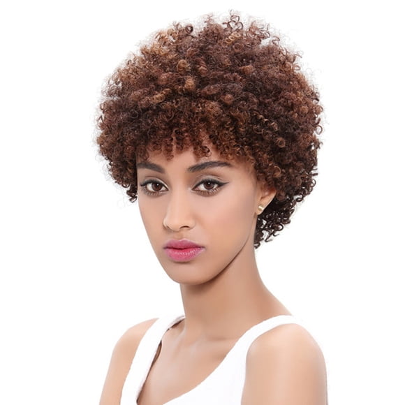Short Fluffy African Wig Small Curly Hair