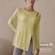 thumbnail image 3 of Traje de yoga para mujer, primavera otoño, nuevo, holgado, para entrenamiento, pilates, fitness, top de manga larga con abertura lateral, ajustado, deportivo, 3 of 4