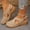 #100-Khaki, variant on Plus Size Women's Wedge Sandals – with Buckle Fastening, Thick Platform Sole and Closed Round Toe in Solid Color for Spring Summer Beach and Casual Wear