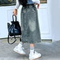thumbnail image 6 of XINXIAOO Kids Girls Denim Skirt Summer Elastic Waist Denim Mini Skirt Girls Skirts Size 7-8 Years, 6 of 9