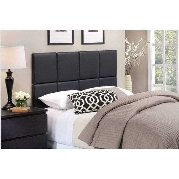 Foremost Tessa Matte Black PU Tiled Headboard Twin Size