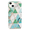 thumbnail image 3 of For Apple iPhone 13 (6.1") Stylish Geometric Marble Design Pattern Soft Silicone Rubber Hybrid Shockproof Lightweight Slim Phone Case For iPhone 13,Green and White Marble, 3 of 5