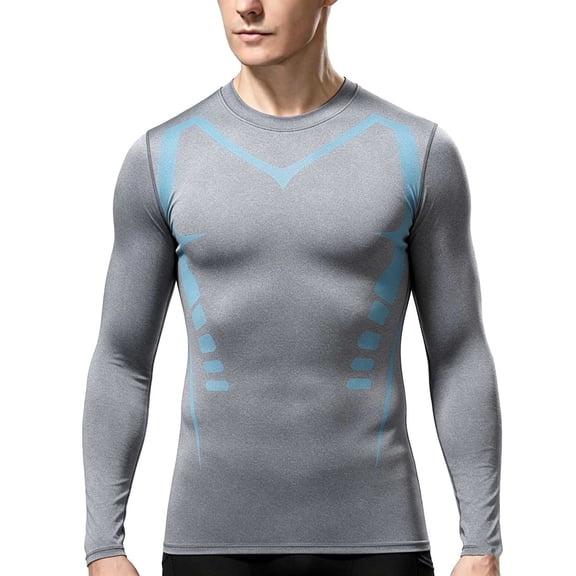 yillto Men's Muscle Shirts Long Sleeve Casual Athletic Lightweight Workout Tops Gym Running Top Undershirts