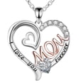 thumbnail image 1 of Mother Necklace Gifts for Mom, I Love You Mom Necklace Heart Pendant Rhinestone Jewelry with Box Birthday Mother's Day Gift, 1 of 4