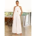thumbnail image 6 of Women'S 2 Piece Outfits 2025 Summer Casual Sleeveless Mock Neck Crop Tops Wide Leg Pants Set White L, 6 of 7