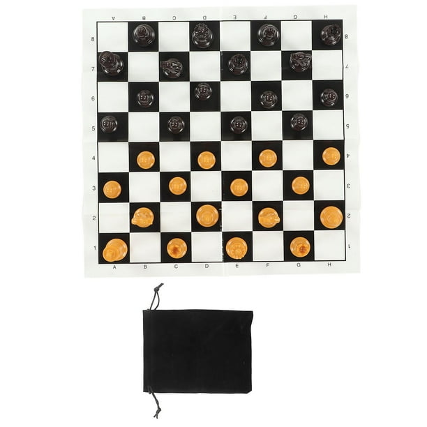 Jeu d'échecs international en plastique avec échiquier en film plastique de 25 cm PS Échecs internationaux pour adultes et enfants Marron