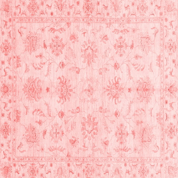 Ahgly Company Machine Washable Indoor Square Oriental Red Modern Area Rugs, 5' Square