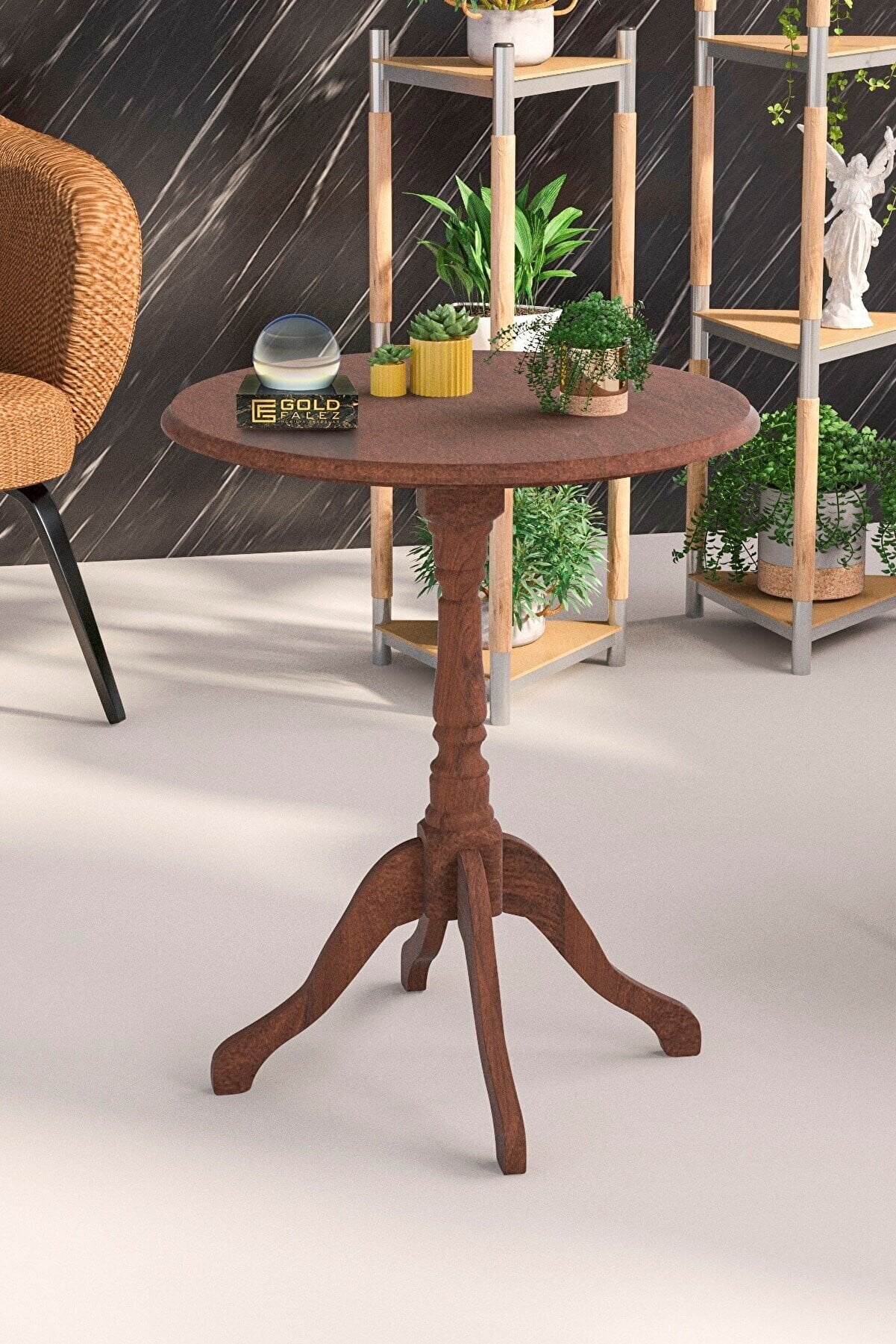Walnut Side Table,MDF Round Rustik End Table,Farmhouse End Table,Bed