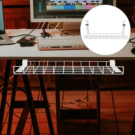 Masteelf Cords Wire Storage Rack Cable Storage Rack Office 50X19.5X19CM White