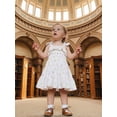 thumbnail image 4 of BemeyourBBs Toddler Baby Girl Summer Smocked Dress Sleeveless Tie-up Heart Watermelon Shell Ruffle A-line Dress Beach Sundress, 4 of 9