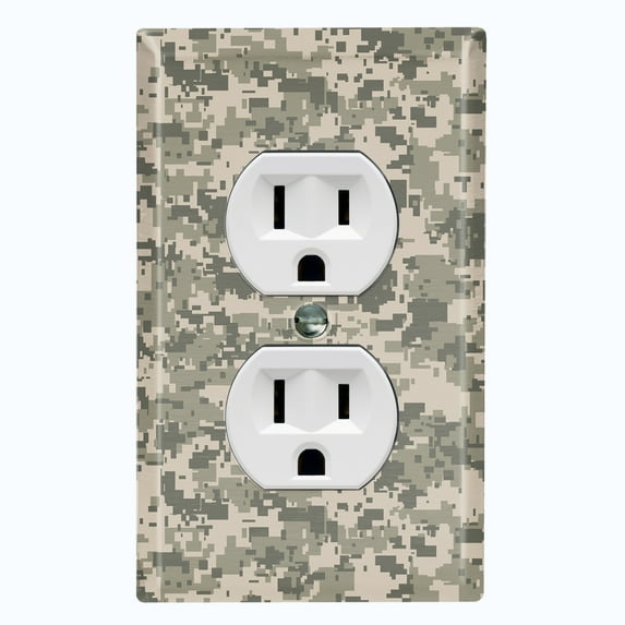 Metal Light Switch Plate Outlet Cover (ACU Camo - Single Duplex)